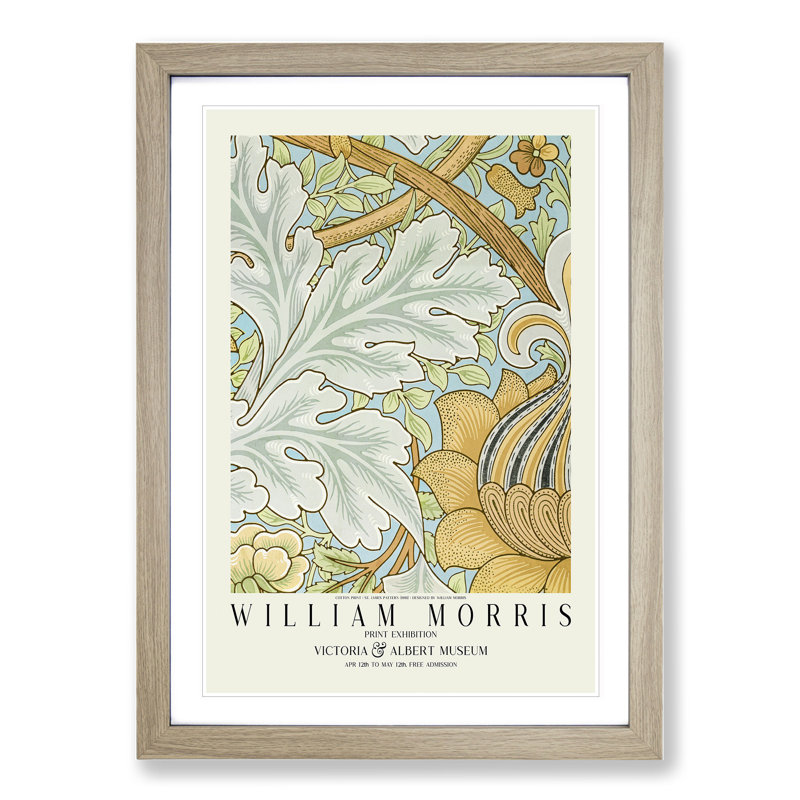 St. James Pattern with Border by William Morris - Picture Frame Graphic Art, Oak, 65cm H x 48cm W x 2cm D