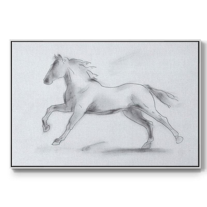 «Smoke Stallion II», peinture sur toile encadrée, H 17 po x l 25 po x P 2 po, Cadre blanc