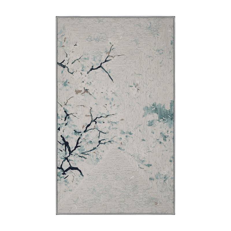 Machine Washable Gray Area Rug, Rectangle 6' x 9'
