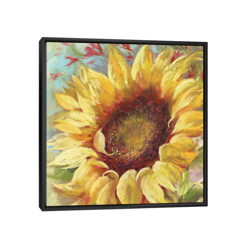 « ensoleillé », reproduction sur toile, H 18 po x l 18 po x P 1,5 po, Toile avec cadre flottant noir, Pas de tapis