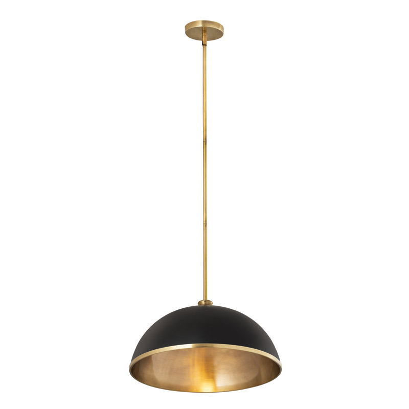 Luminaire suspendu 1 lumière Hagberg, Noir mat, Laiton frotté, H 13 po x l 20 po x P 20 po