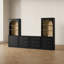 Garde-manger moderne et modulaire avec armoires à quatre tiroirs et hauts carrés de rangement carrés, noir-132043034