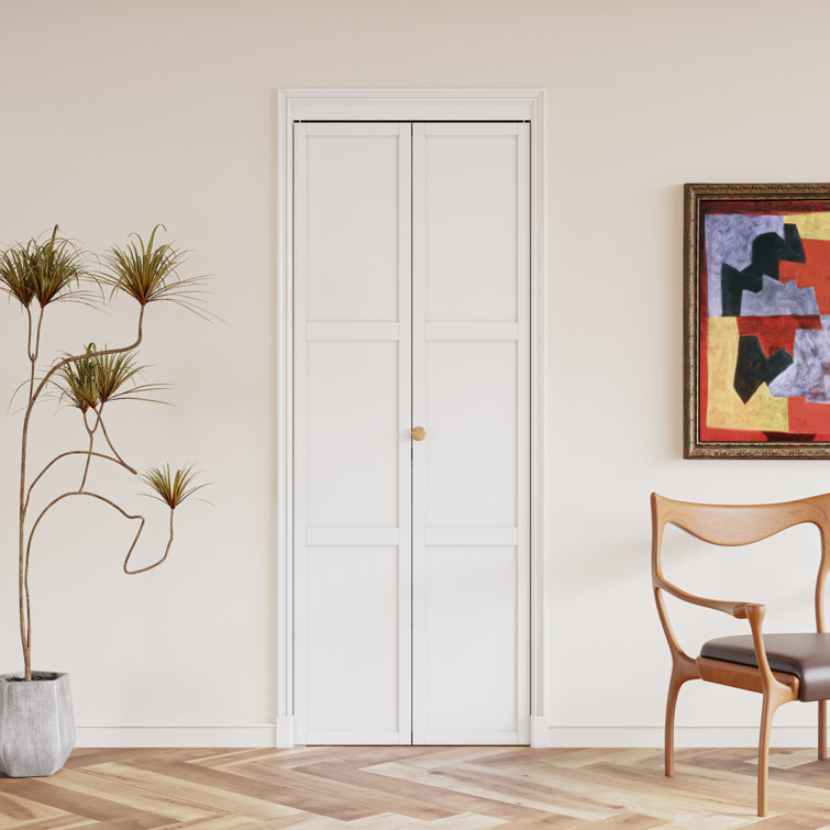 Panel Solid Wood Bi-Fold Door with Installation Hardware Kit