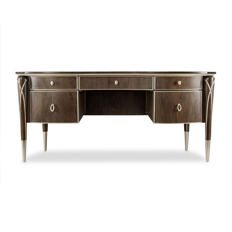 Villa Cherie 5-Drawer Desk - Hazelnut, Hazelnut