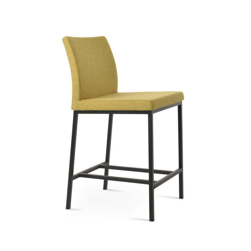 Tabouret Aria, Tabouret de comptoir (siège d'une hauteur de 24 p, Noir, Laine ambre