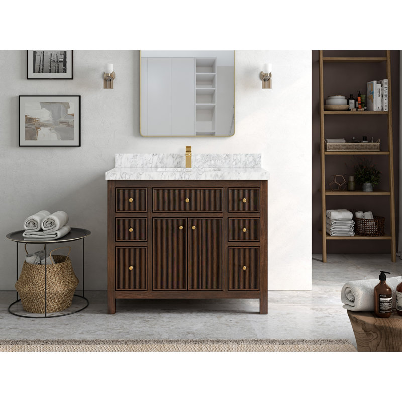 Teck de 42 po Sonoma X P 22 po De salle de bain D, Marbre de Carrare