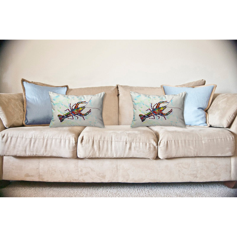 Crayfish Outdoor Reversible Throw Pillow