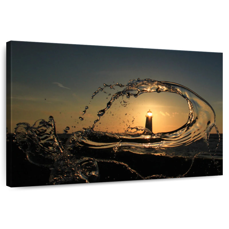 Gillard Wave Splash And Lighthouse, 16" H x 24" W