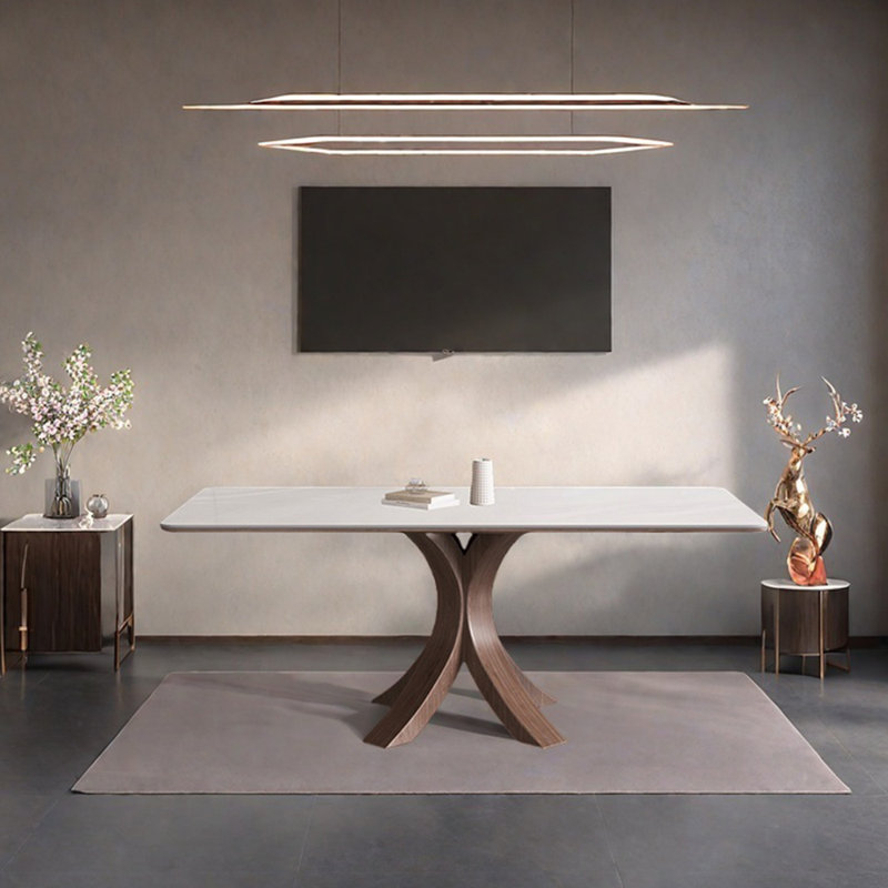 Table de salle à manger Smooth Beauty, Taupe, Blanc, H 29,53 po x L 62,99 po x l 31,5 po