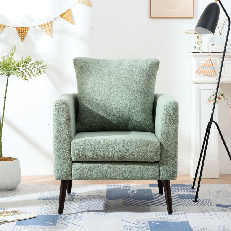 Fauteuil confortable, tissu, pieds en bois massif et fauteuil rembourré confortable avec pieds rembourrés en mousse, Vert