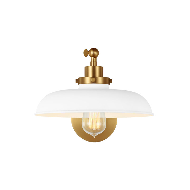 Wellfleet 1 - Light Armed Sconce, Burnished Brass, Matte White