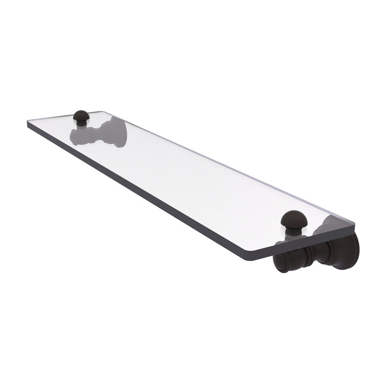 Freyja Glass Accent Shelf with Towel Bar, 2.4" H x 22" W x 5.54" D, Oil Rubbed Bronze