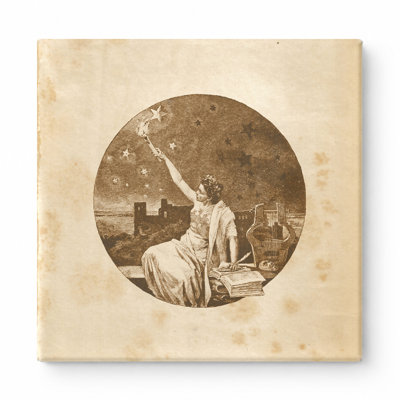 Muse with Stars and Lyre — Square Canvas Wall Art
