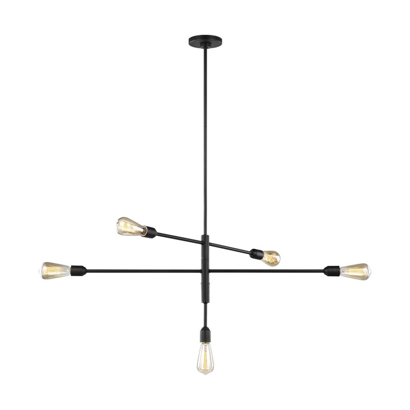 Lustre linéaire moderne Spoutnik 5 lumières Allman, Noir minuit