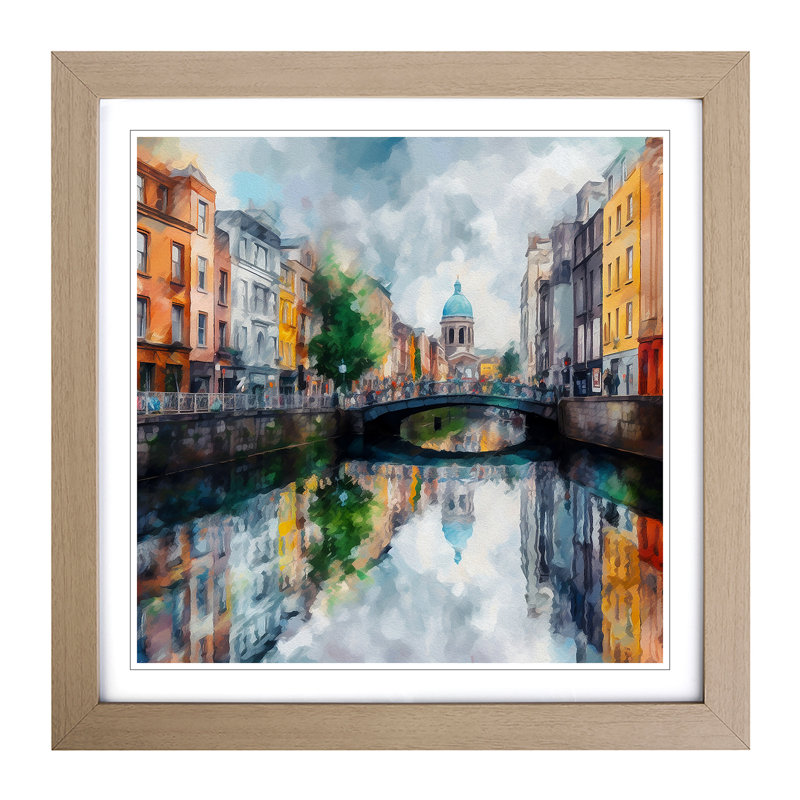 City Of Dublin Impressionism - Framed Print, Oak
