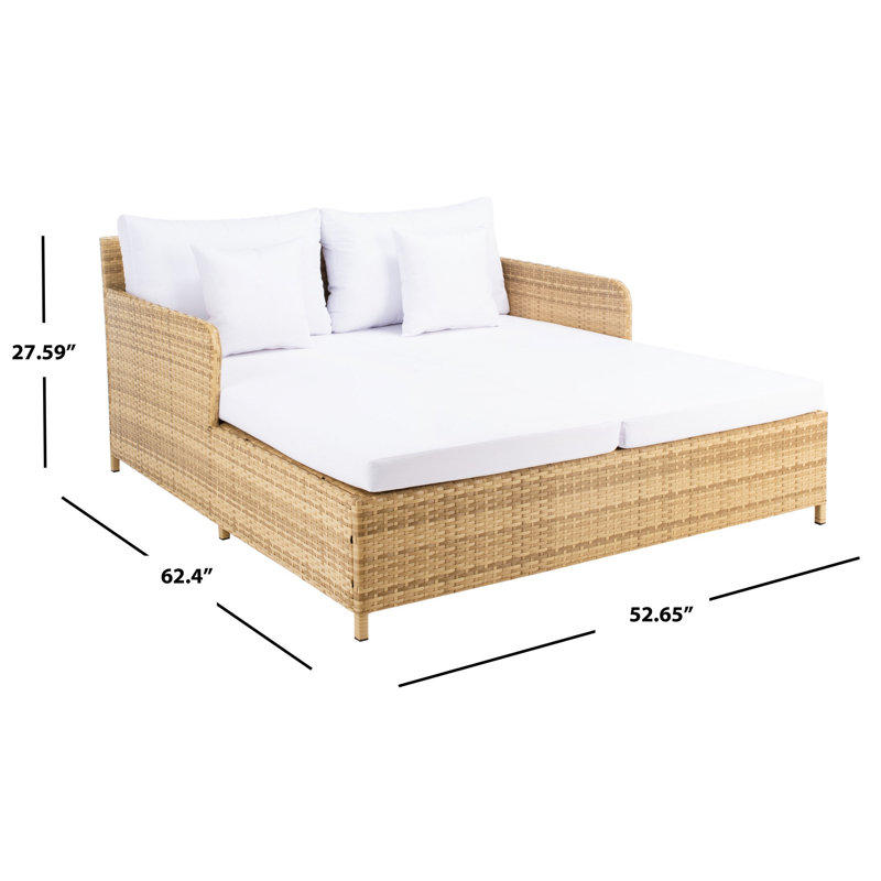 Cadeo 53.1'' Wicker Outdoor Patio Daybed, Natural/White