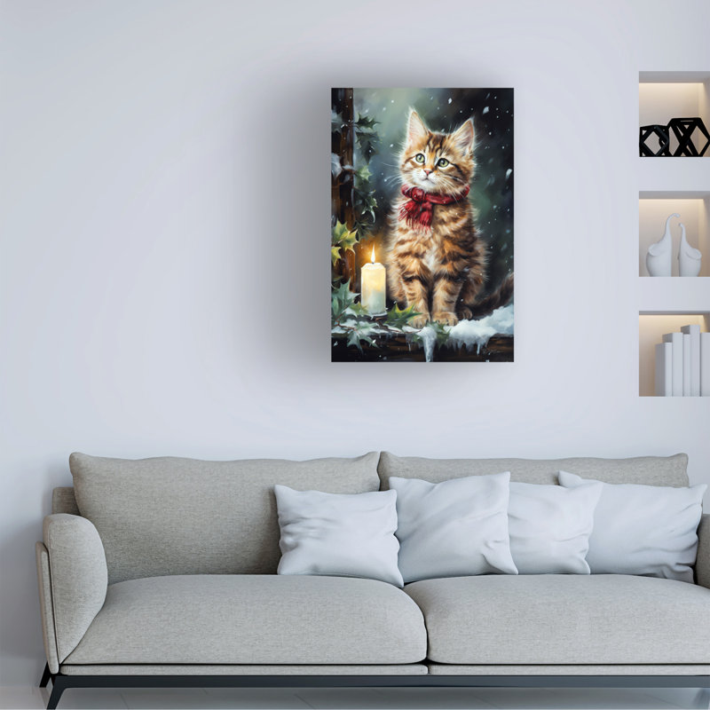 Chats dans la neige 1 sur toile, L 12 po x H 19 po x P 2 po