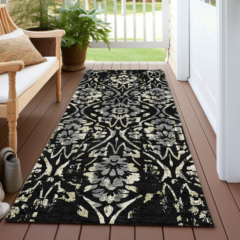 Maliana Flatweave Washable Floral Indoor / Outdoor Rug, Runner 2'3" x 7'6"