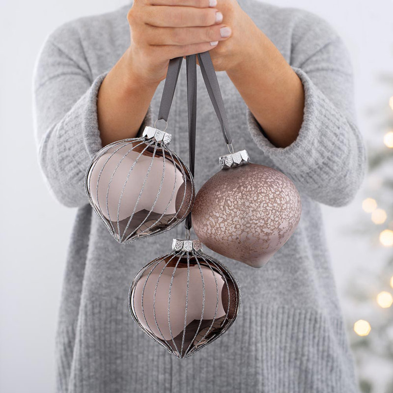 36.4cm Mixed Glass Bauble, Grey/Silver