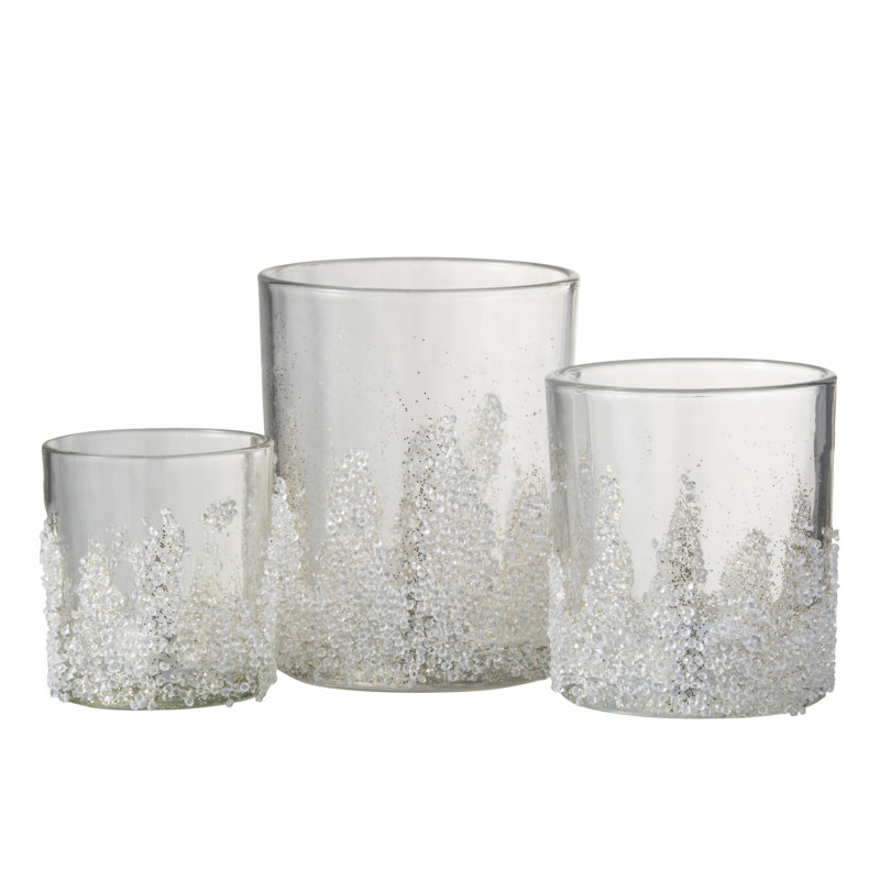 Glass Tabletop Tealight Holder, 10cm H x 9cm W x 9cm D