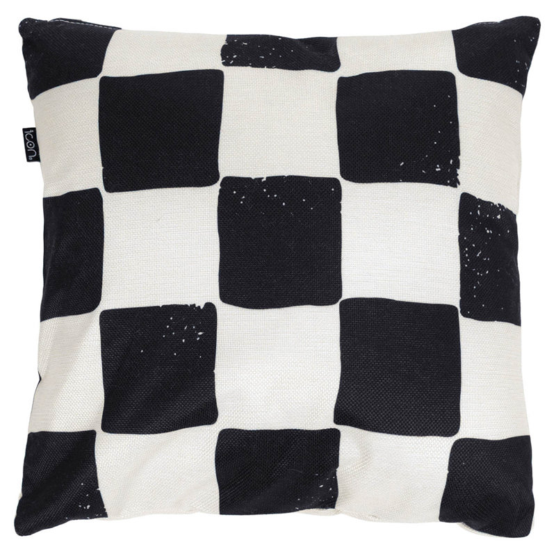 Indoor / Outdoor Square Throw Cushion, White/Black Checkered