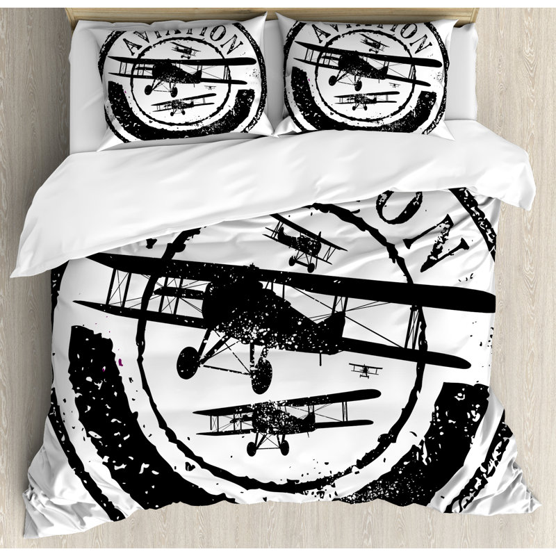 Airplane Modern & Contemporary Polyester Duvet Cover, Queen