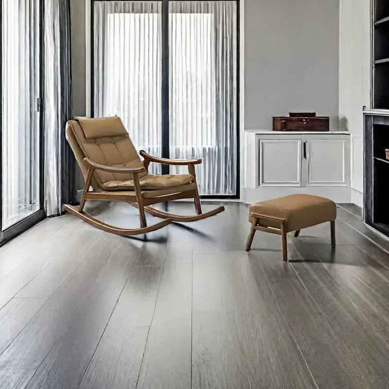 Chaise berçante en bois massif, Brun olive