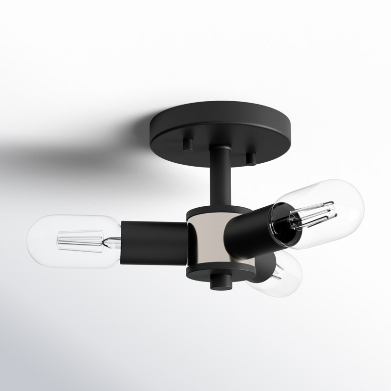 Martella 3 Light Semi Flush Mount, Black