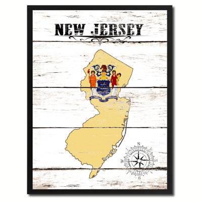 New Jersey State Vintage Flag - Graphic Art Print on Canvas