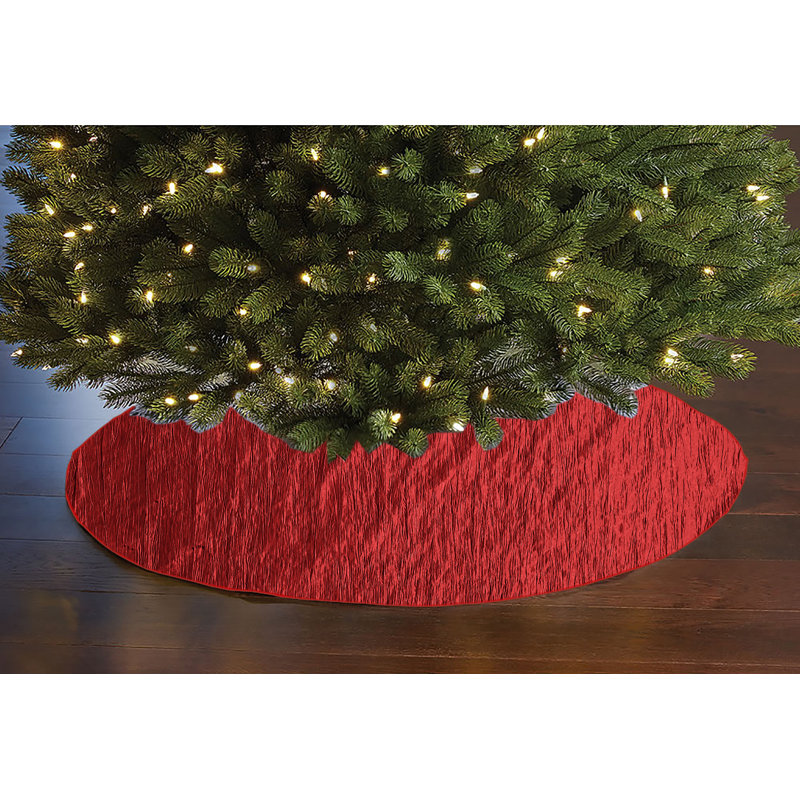 Jupe d'arbre de Noël en taffetas froissé, Rouge