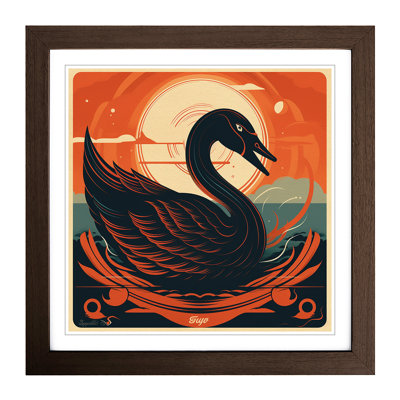 Swan Retro Art No.1 - Framed Print