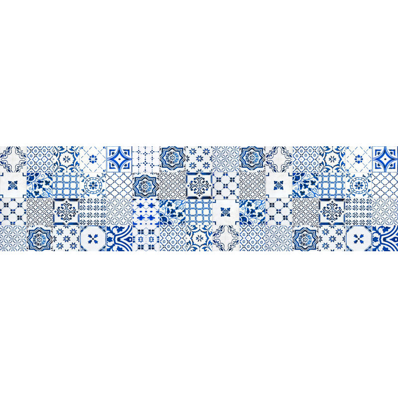 Miera Vinyl Mat in Blue/White, Runner 66 x 250cm