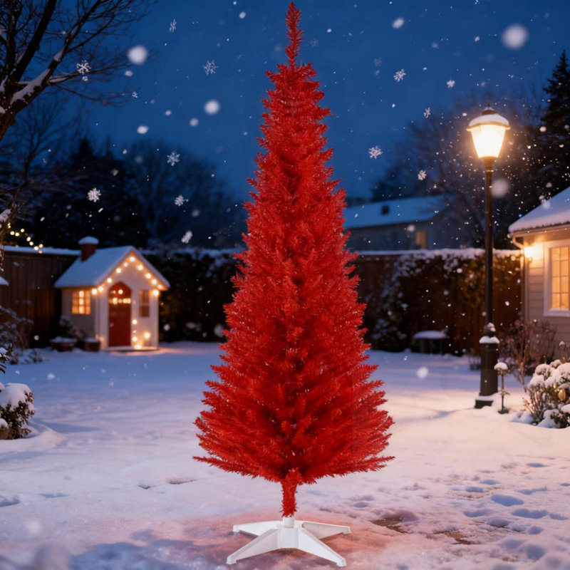Arbre de Noël rouge 5 pi, H 5 pi, Rouge