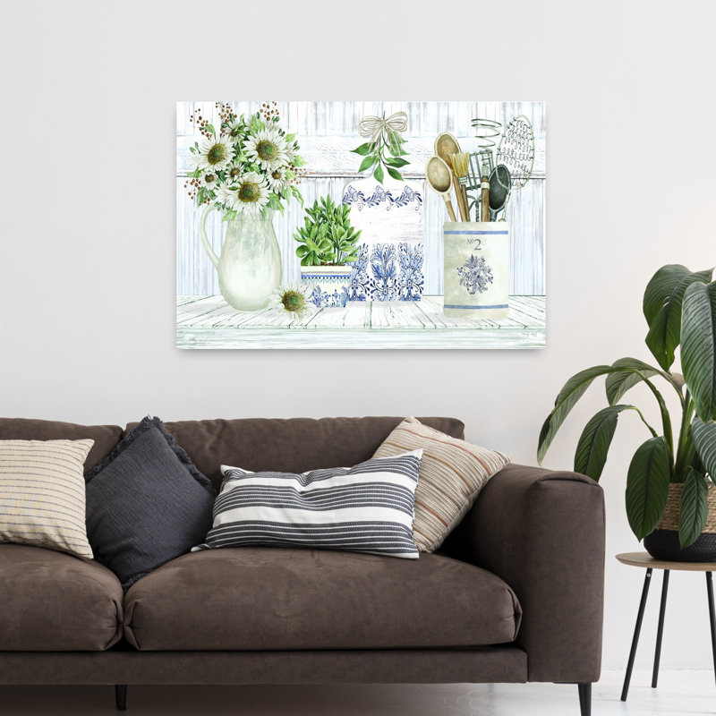 Art contemporain, art floral rétro, H 32 po x l 48 po