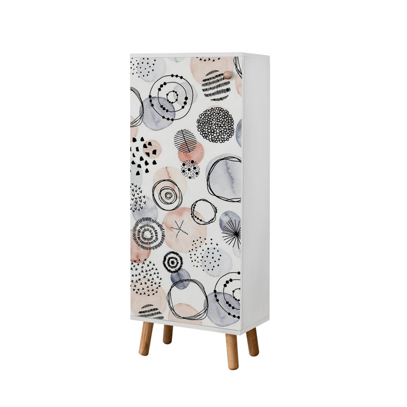 Armoire à chaussures moderne avec pieds et poignées en bois massif, blanc, 19,7 x 53,1 x 15,0 pouces | Panneau de particules 100% mélaminé, revêtement UV, nombreuses tablettes | Conception géométrique abstraite, parfaite pour les solutions d'entrée et de rangement