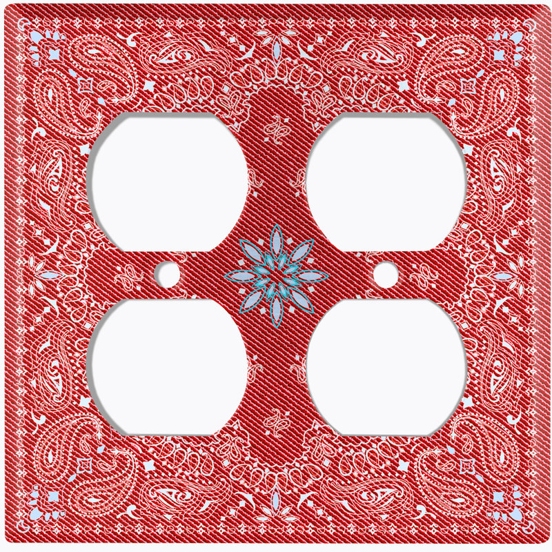 Plaque murale rectangulaire à 2 bandes Paisley Bandana, Rouge