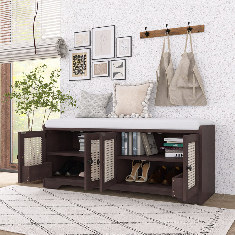 Banc de rangement en bois Rustic, Espresso