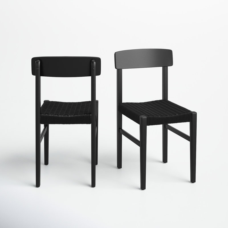 Piper 17.5'' H Acacia Solid Wood Side Chair, Black