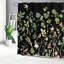 Background Bird Floral Shower Curtain Apartment Washroom Black Dark 72 x 72 inch