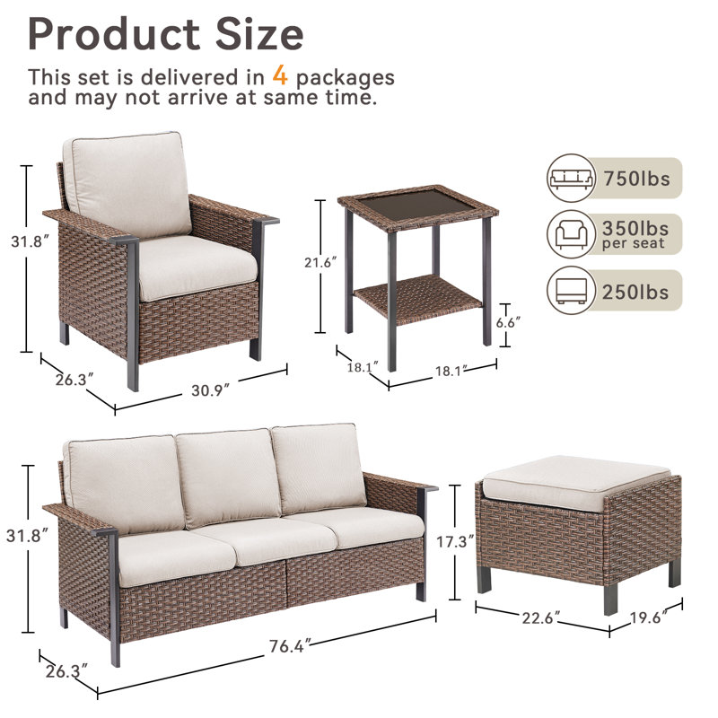 Ensemble de conversation pour 5 personnes Buenhomino, Beige