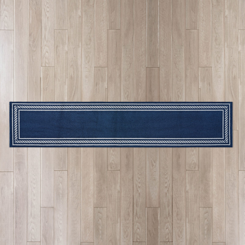Nautica Rope Border Machine Washable All Loop Tufted Rugs 1-Piece, Rectangle 2'6" x 10'
