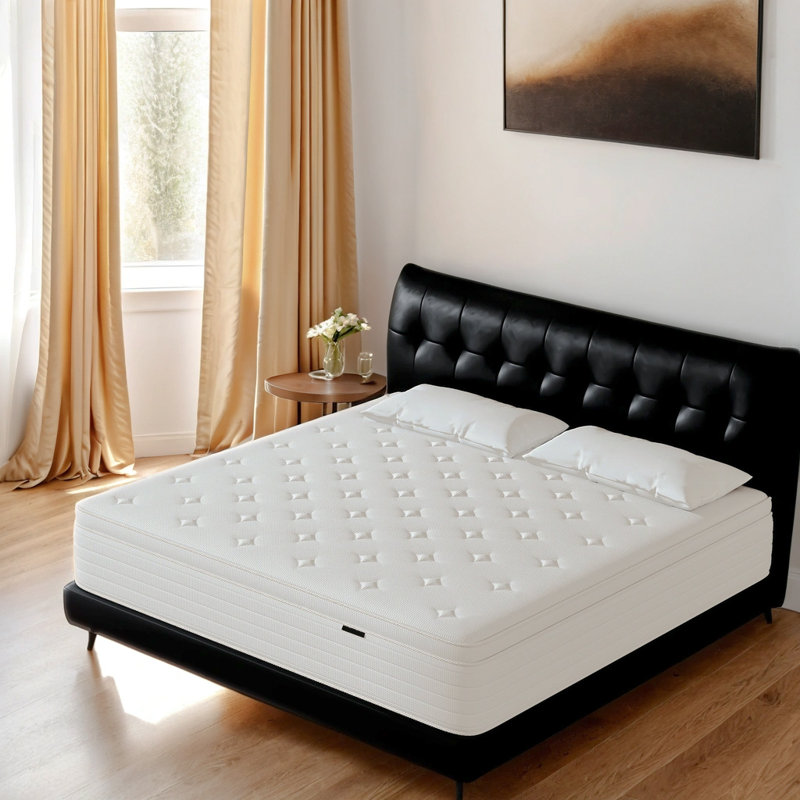 Matelas Matelas en mousse viscoélastique gélifiée de 12 pouces dans une boîte Support de bord solide avec ressorts ensachés individuellement Matelas hybride mi-ferme Certifié Certipur-us Blanc