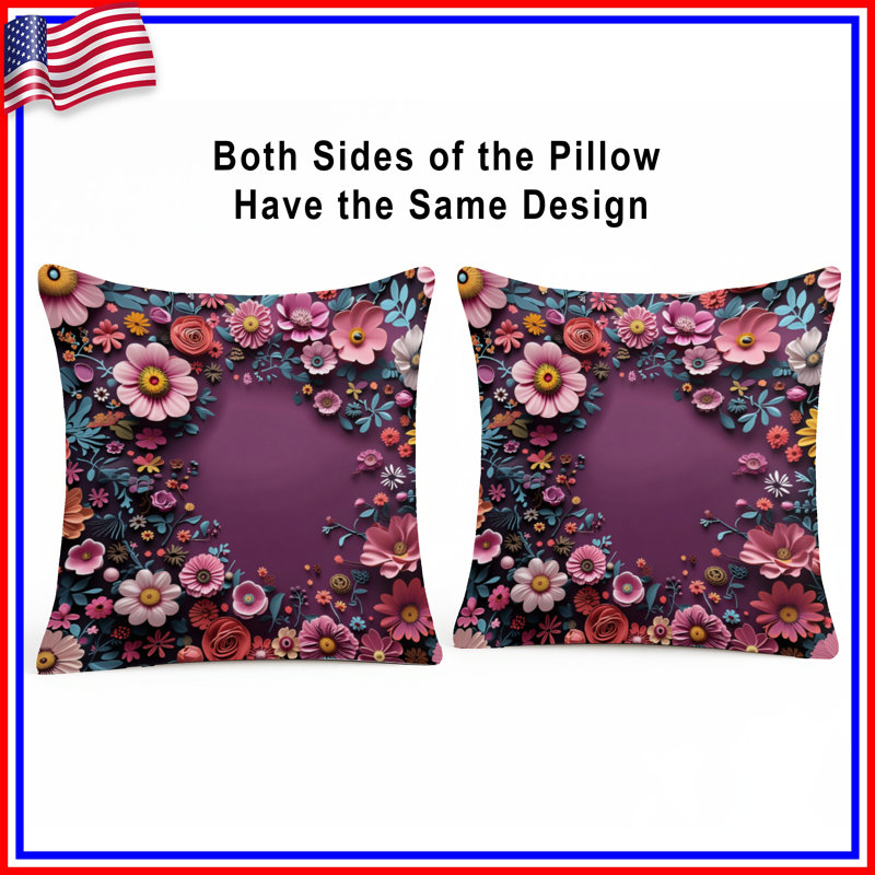 Coussin Floral, 14 X 14 pouces