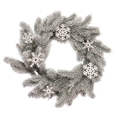 The Holiday Aisle® Artificial 24 in. White Christmas Snowflake Wreath