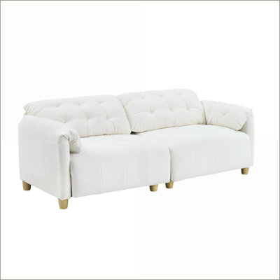 Canapé de salon en bois massif à 2 places Sofas | Beige | Flanelle