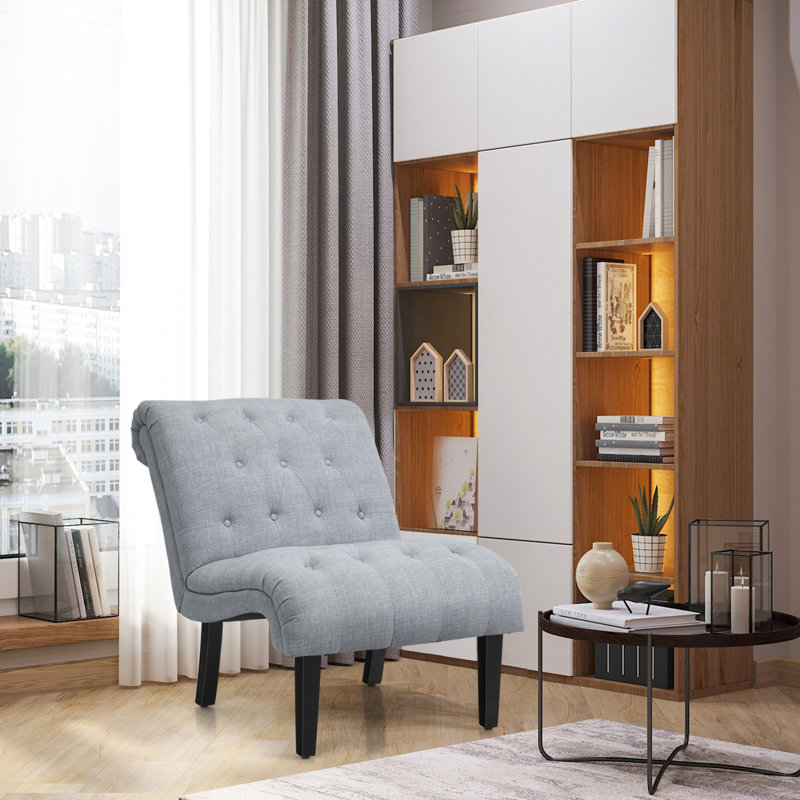 Altia Upholstered Cotton Blend Accent Chair, Ivory Cotton Blend