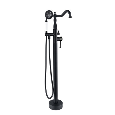 Matte Black Metal Freestanding Bathtub Faucet With Detachable Shower Head Hand Shower, Finish