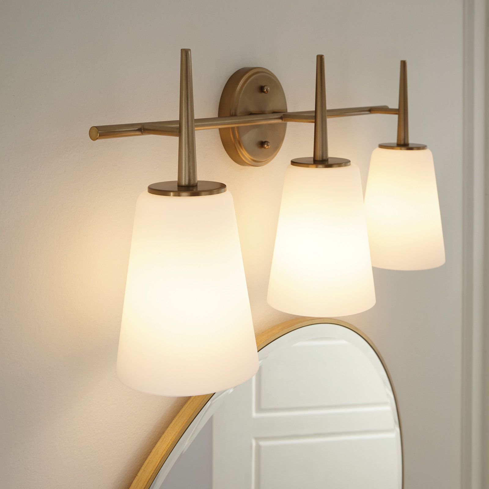 Erlandson Dimmable Vanity Light, Satin Brass, 100W A19 Medium