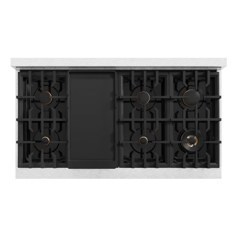 ZLINE Autograph Edition 48 in. 6.7 cu. ft. Classic Double Oven Dual Fuel Range with 8 Burner Gas Cooktop, Gold