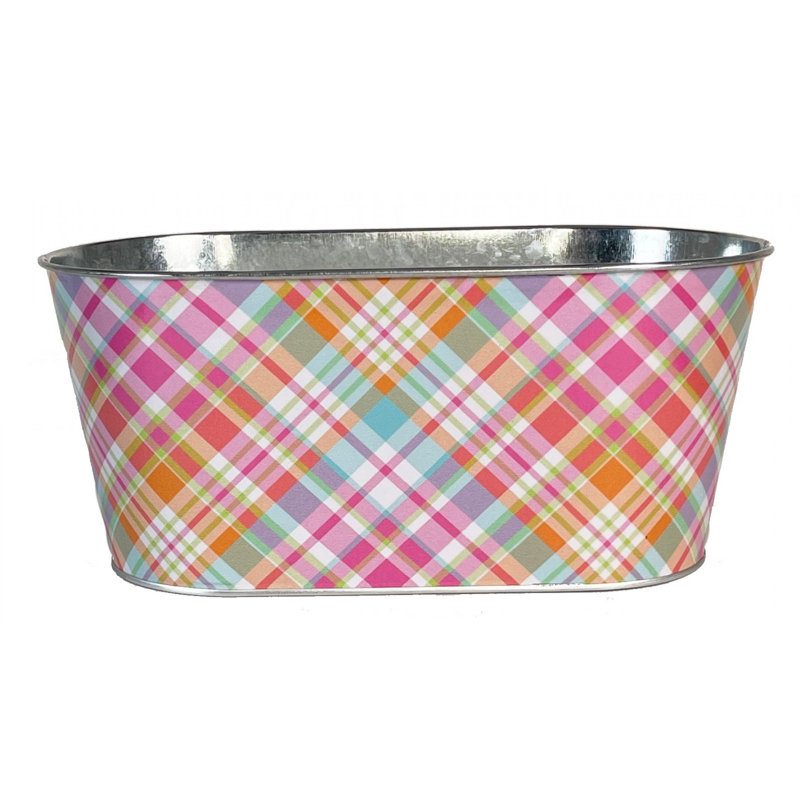 How Plaid R You a imprimé un pot de fleurs en métal